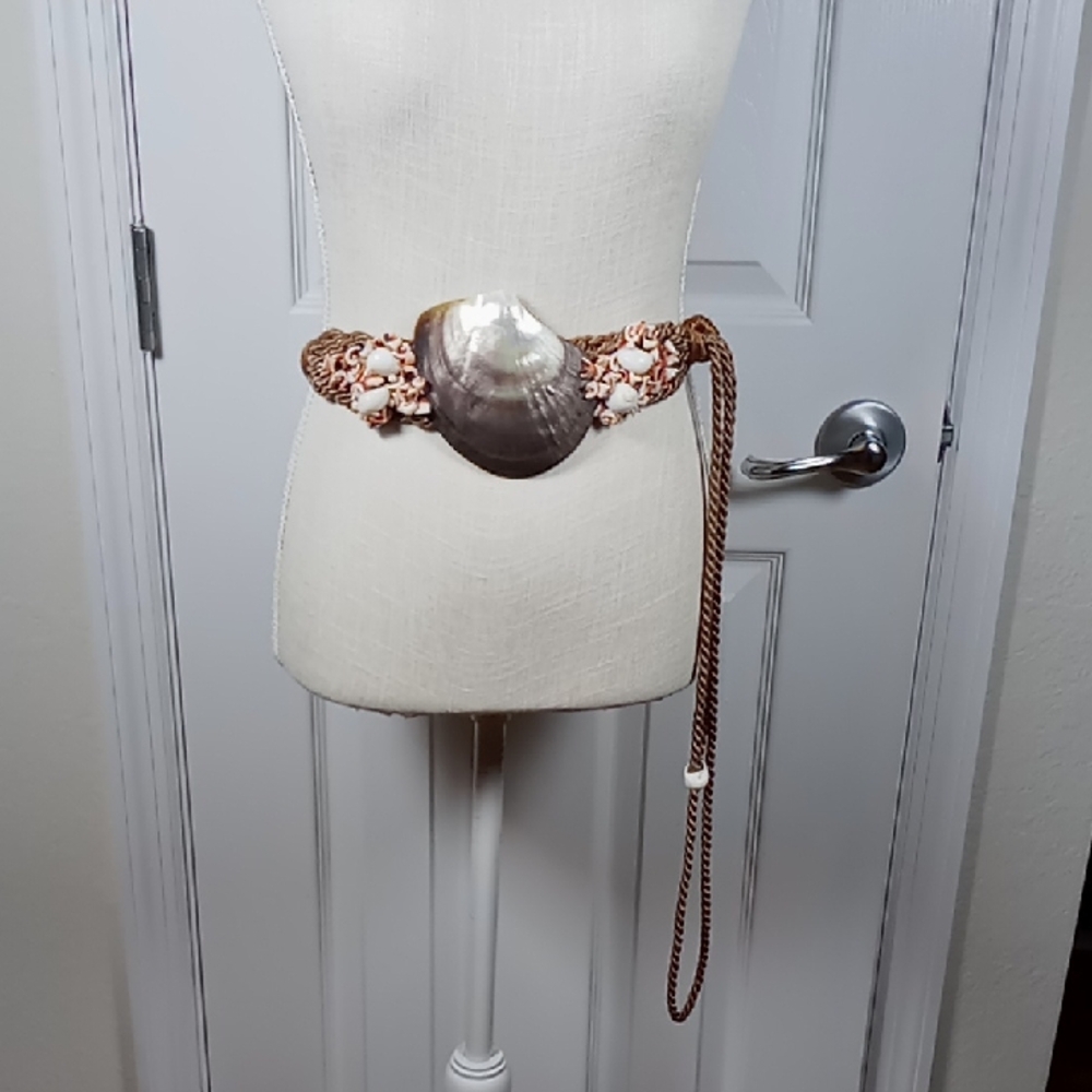 Vintage Adjustable Shell Braided Cord Belt